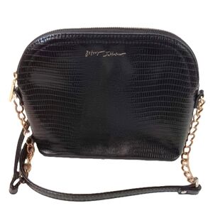 Betsey Johnson Black Snakeskin-Embossed Crossbody Bag | EUC